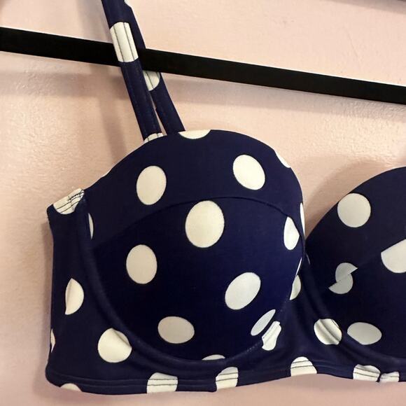 Boden Blue and White Polka Dot Bikini Top 36A - Picture 3 of 6